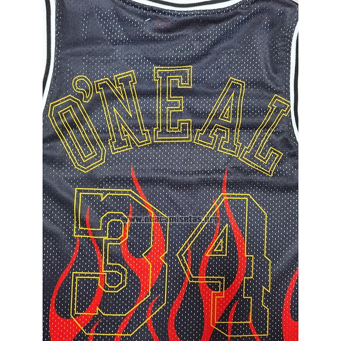 Camiseta Los Angeles Lakers Shaquille O'neal Flames Negro
